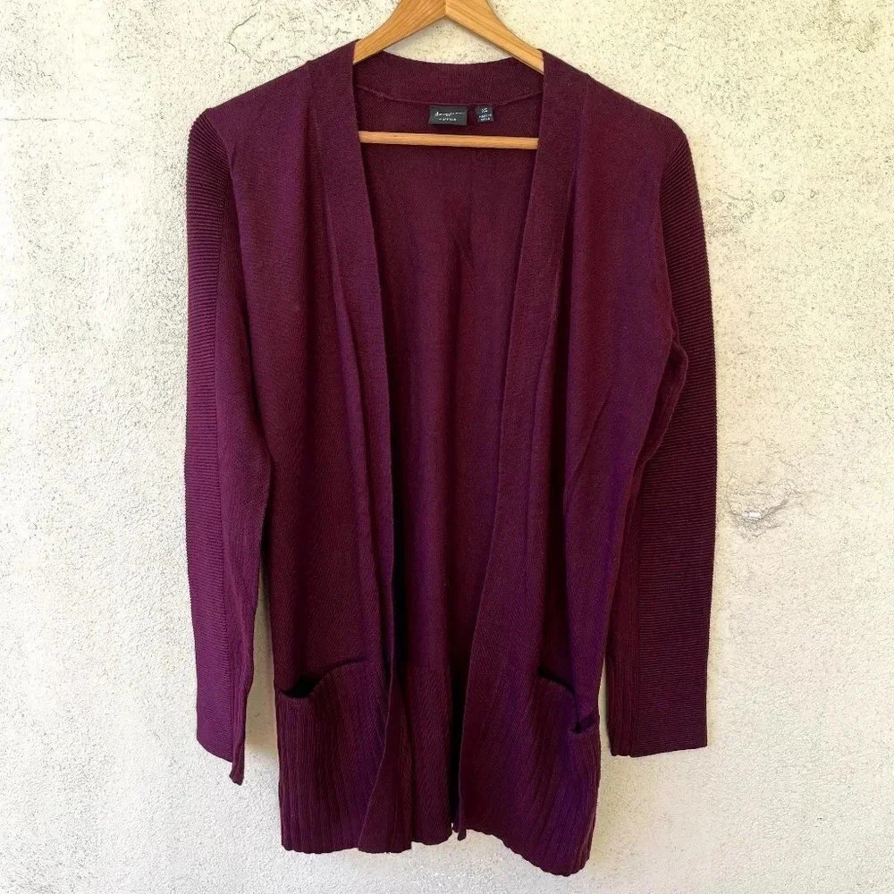 Devotion by Cyrus Open Knit Cardigan Purple Plum Size XS